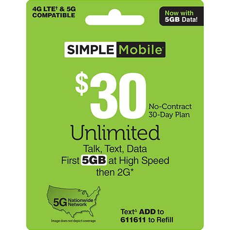 Simple Mobile  Unlimited Talk & Text 30